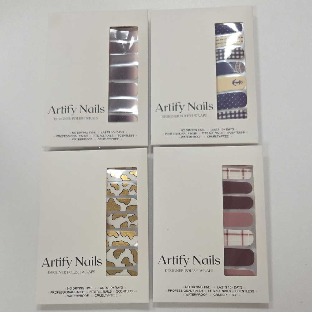 Press-On Nail Wraps Set - Purple, Gold, Pink